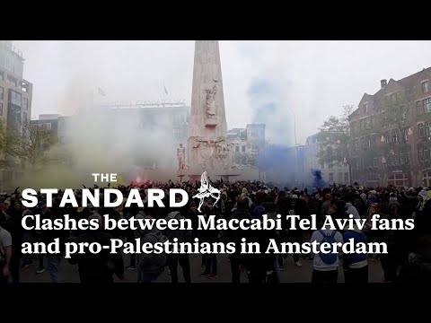 Violent clashes break out between Maccabi Tel Aviv fans and pro-Palestinians in Amsterdam