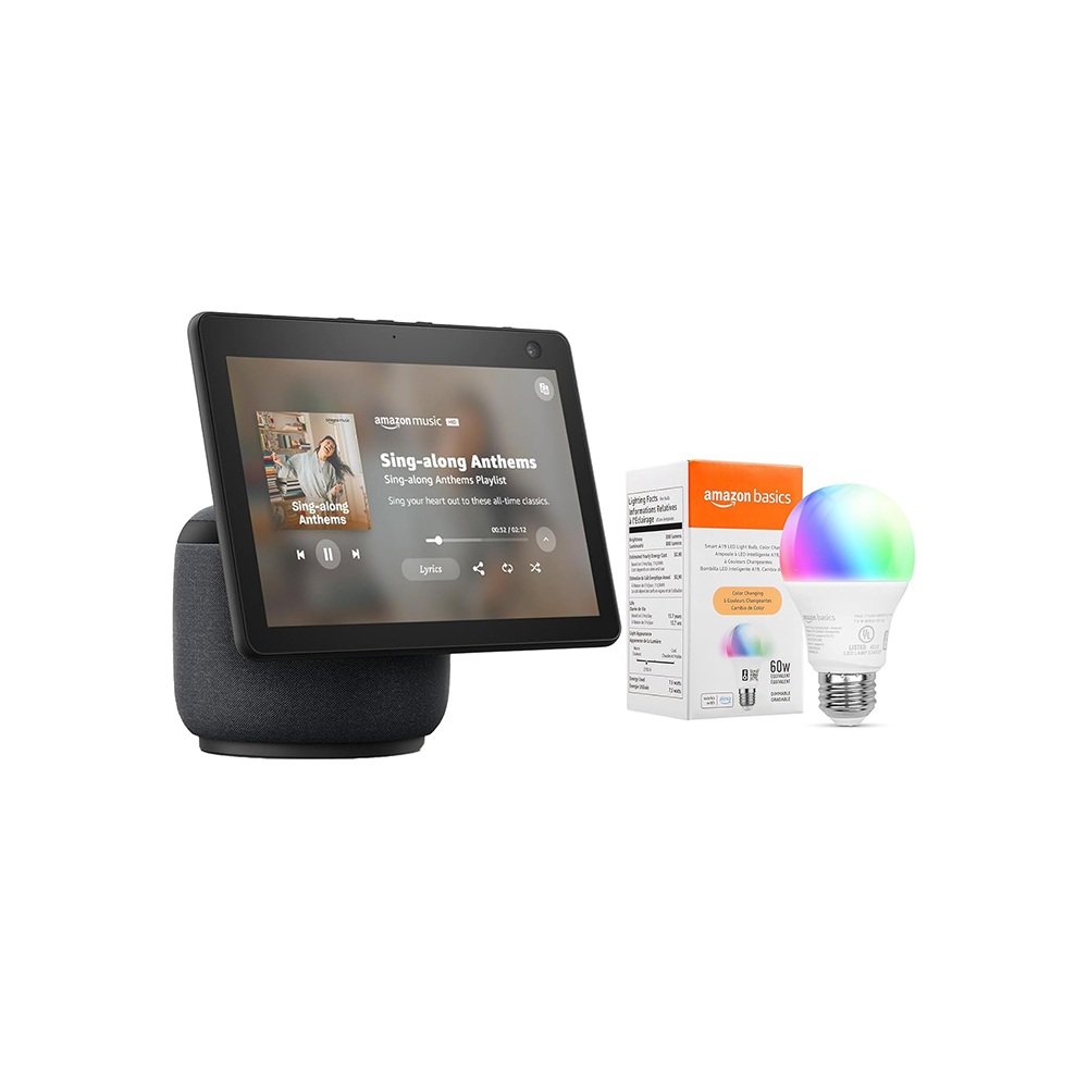 Amazon Echo Show 10 με το Amazon Basics Smart Color Bulb