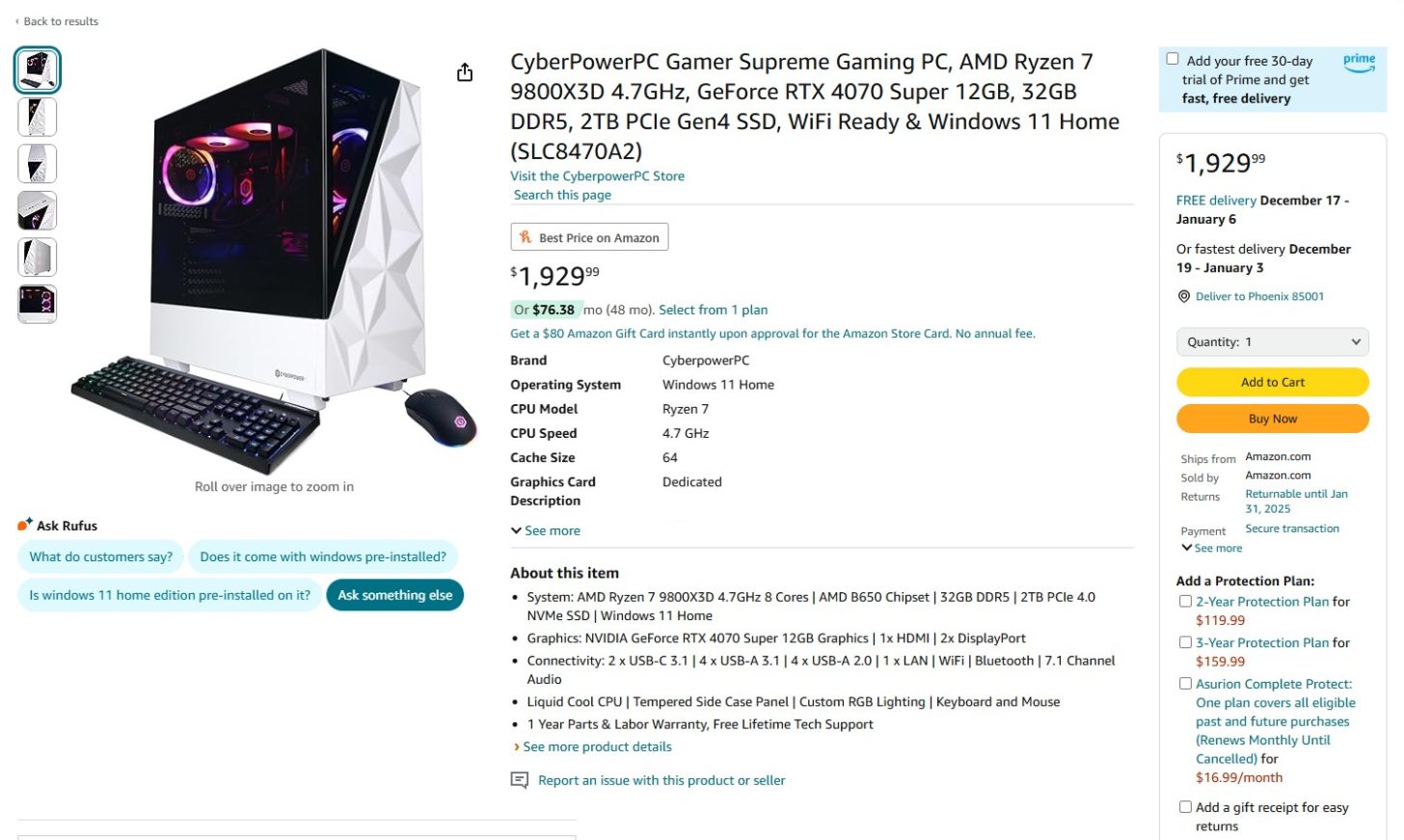 Καλύτερη προσφορά: CyberPower PC με Ryzen 7 9800X3D και RTX 4070 Super στα 1.929 $