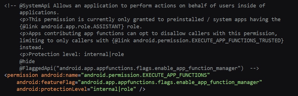 EXECUTE APP FUNCTIONS περιγραφή άδειας