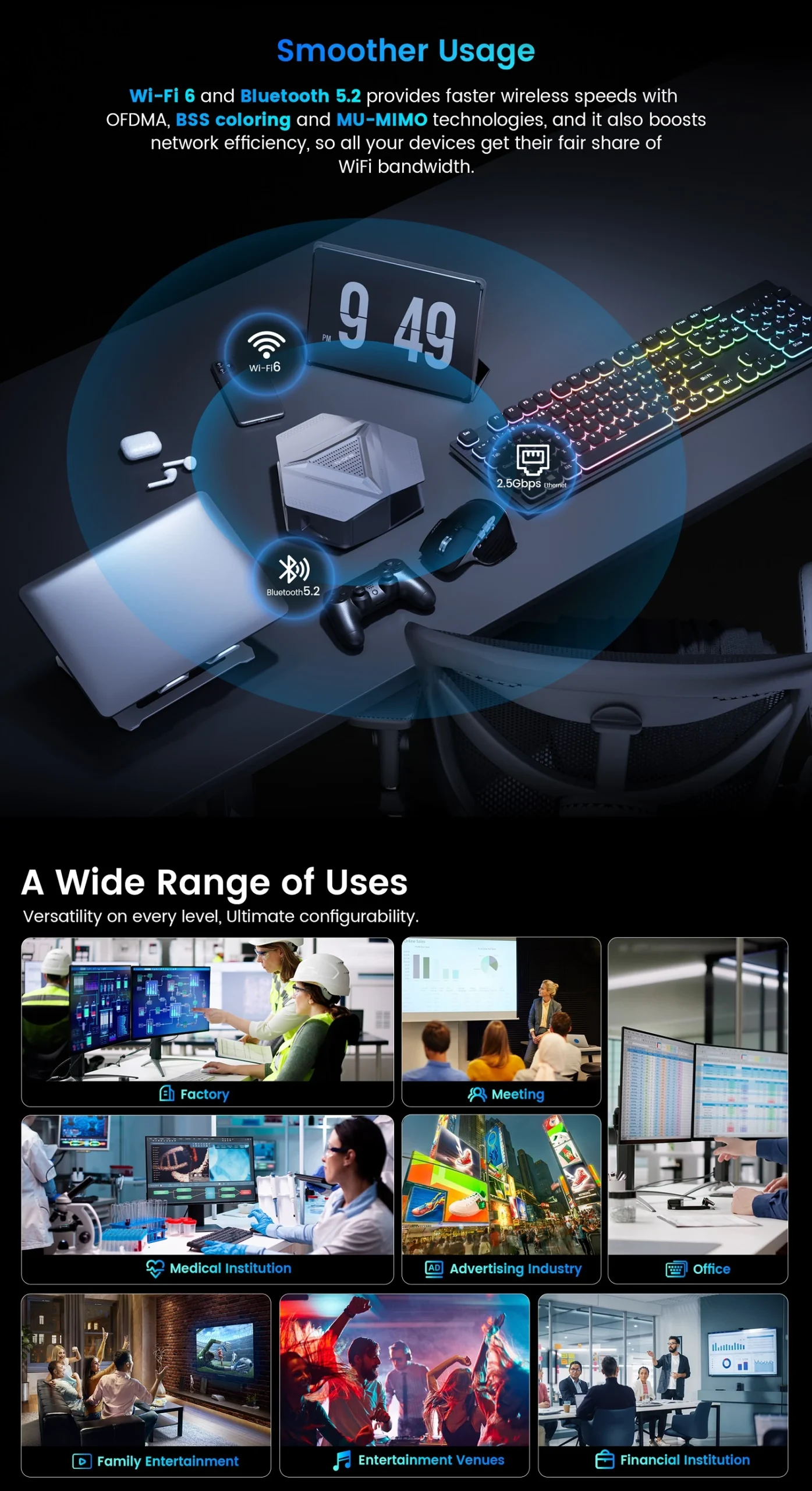 N-ONE NPC Ultra Mini PC Intel Core i9 12900H wireless connections