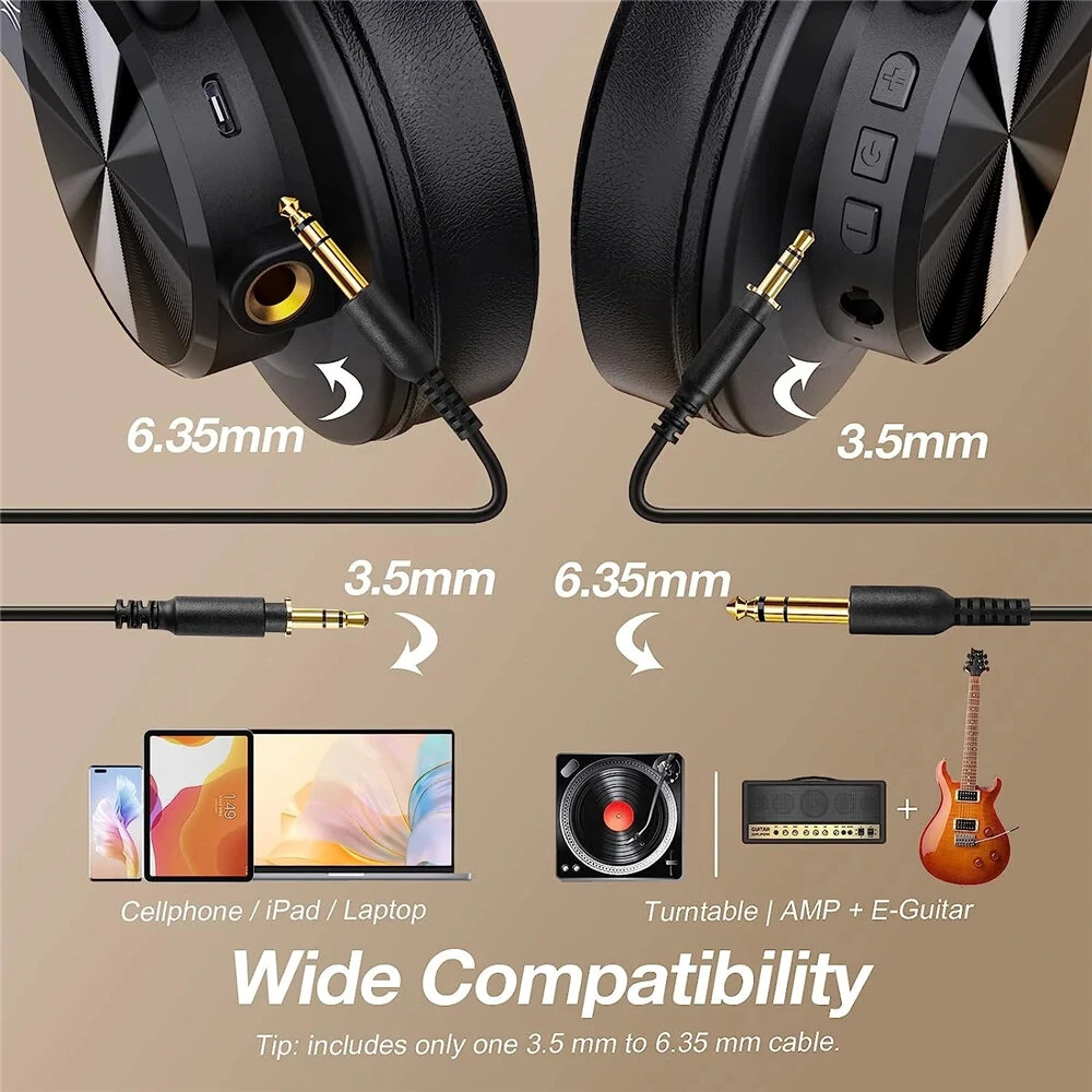 OneOdio A70 Headset bluetooth Headphone wired connection