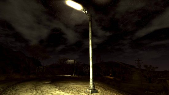 A street lamp using the Electrocity Fallout New Vegas mods.