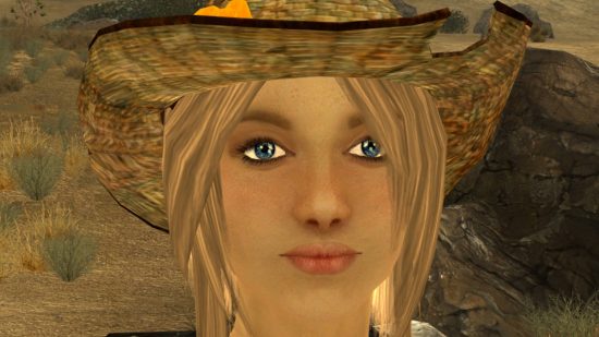 One of the best Fallout New Vegas mods adds the companion Willow, who is a blonde girl with blue eyes wearing a dishevelled cowboy hat. 