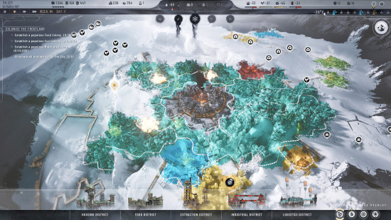 Best new PC games: the map UI in Frostpunk 2