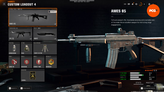 Black Ops 6 AMES 85 build gear perks εξοπλισμός: η εγκατάσταση κλάσης AMEX 85