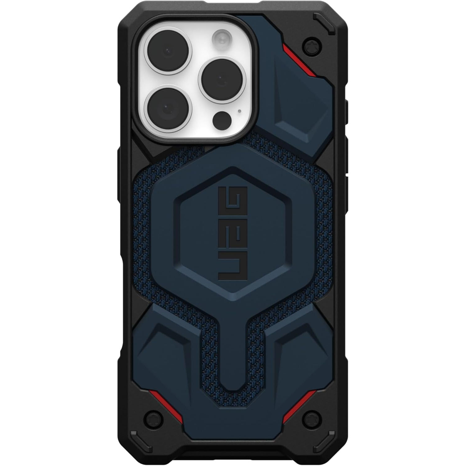 Urban Armor Gear Monarch Pro Kevlar Apple iPhone 16 Pro case with white iPhone inside