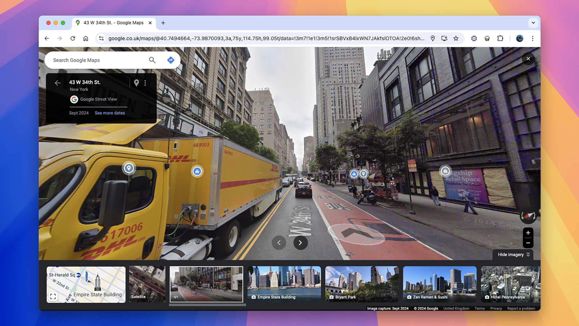 στιγμιότυπο οθόνης του google streetview στο w 34th street στο Μανχάταν