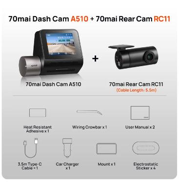 70mai Dash Cam A510 με βίντεο 2K και υποστήριξη 4G LTE