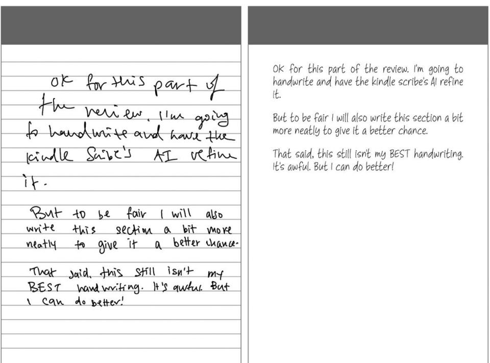 A composite image of two screenshots. The left one features handwritten words saying 