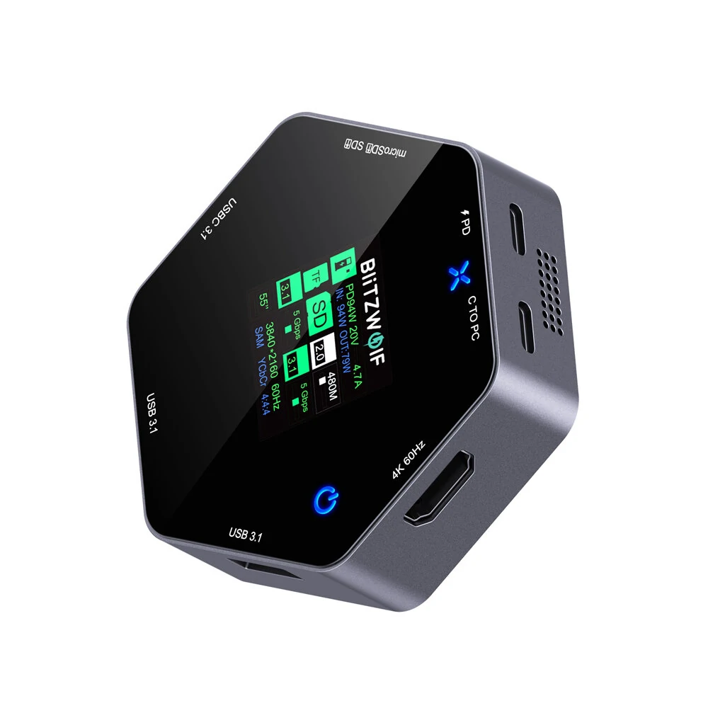 BlitzWolf BW-TH16: USB Hub με Pass Through Charging και Smart Display - TechFreak.GR