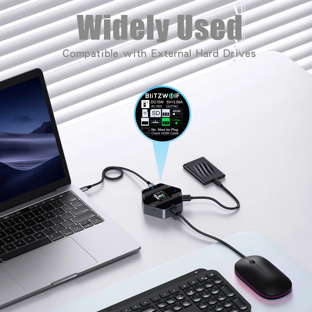 BlitzWolf BW-TH16: USB Hub με Pass Through Charging και Smart Display - TechFreak.GR