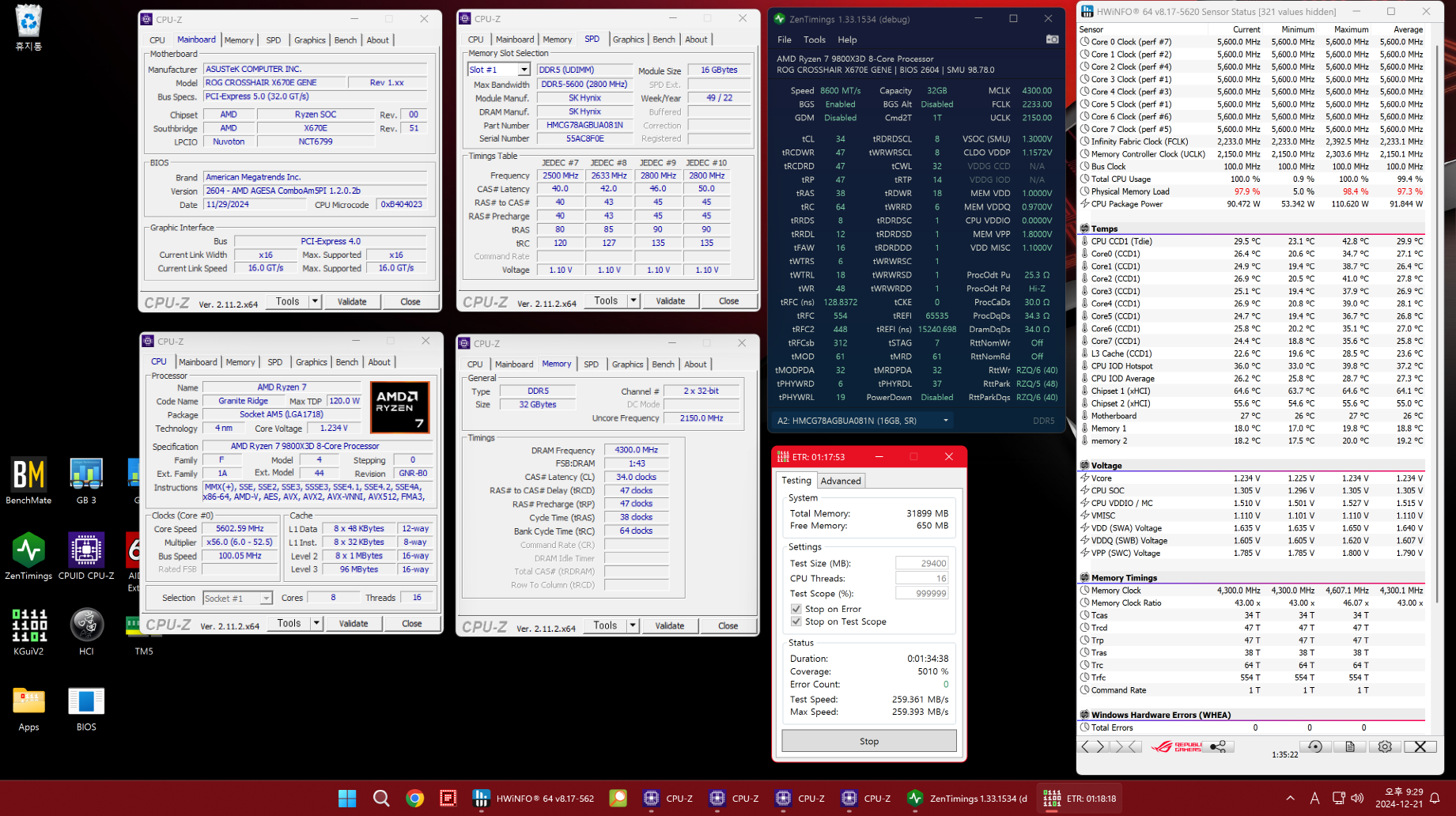 DDR5 8800 MTs X670E GENE