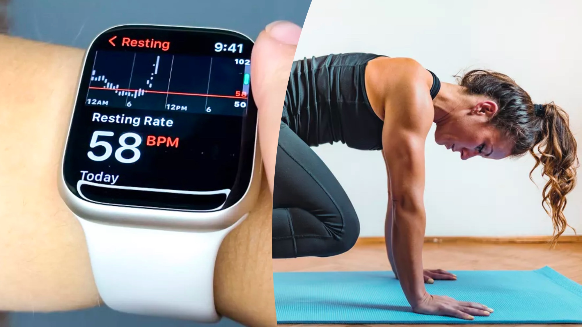 Apple Watch και γυναίκα που κάνουν προπόνηση HIIT