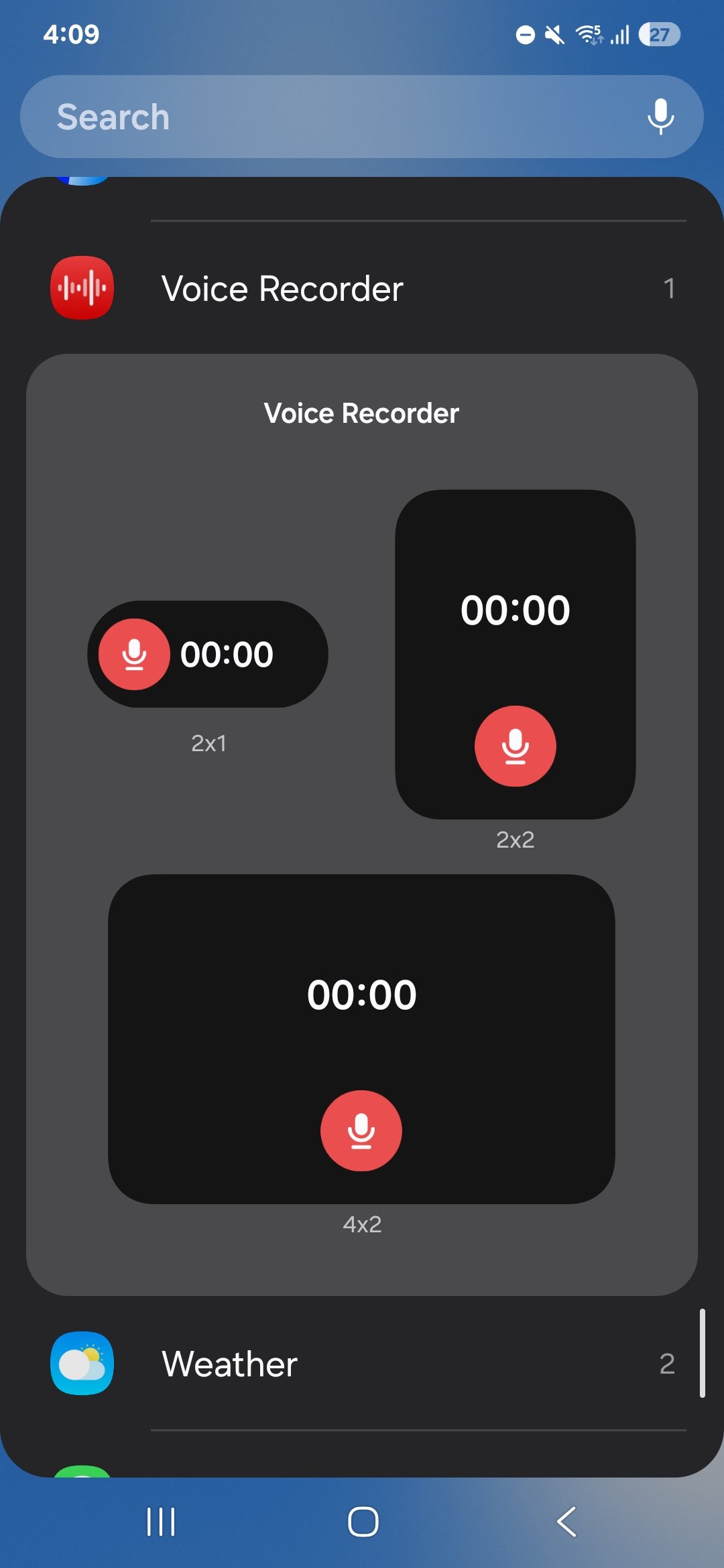 Widget One UI 7 Voice Recorder