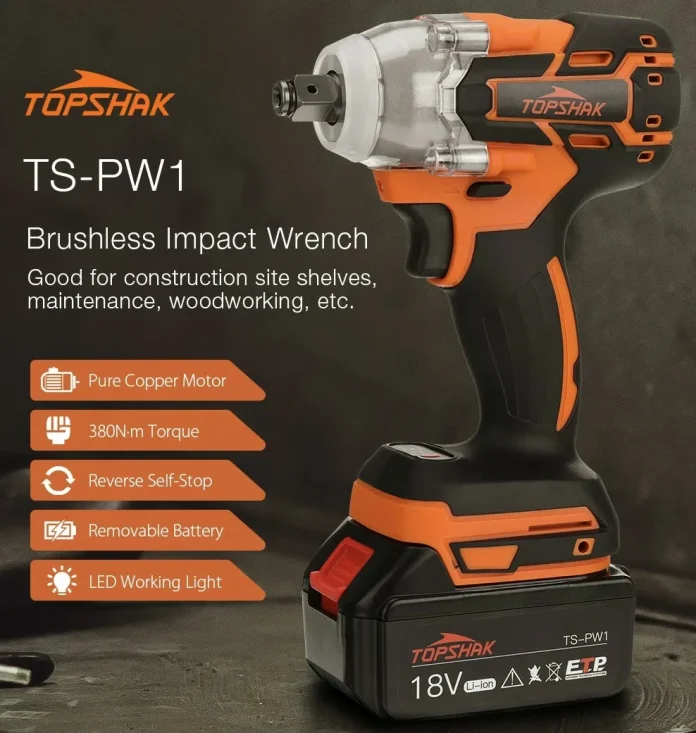 Topshak TS-PW1 : Brushless μπουλονόκλειδο μπαταρίας με κρούση και μπαταρία 1.5Ah με μόλις 34.2€!!