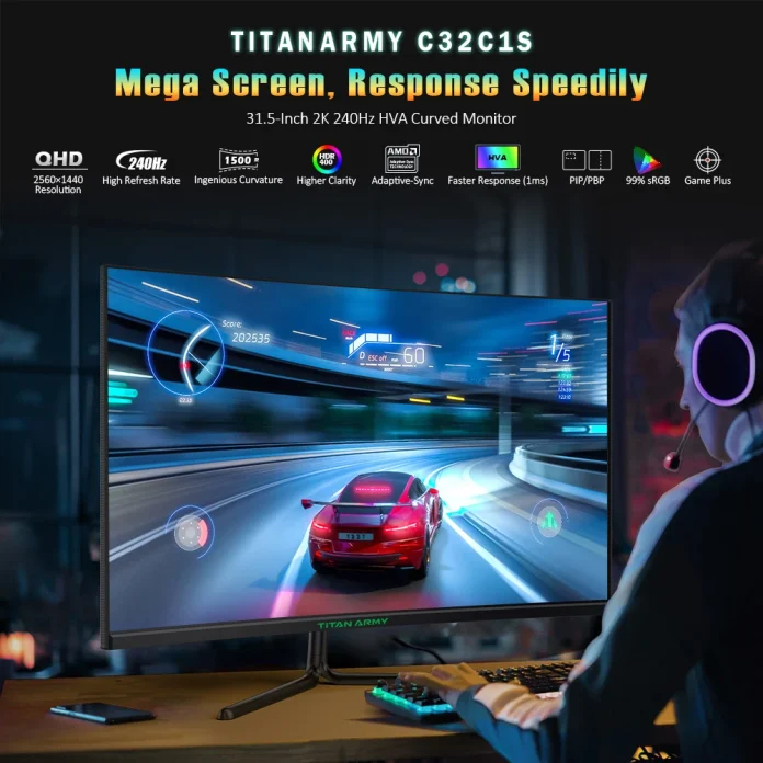 TITAN ARMY C32C1S: 31.5" 1440p Curved Monitor with 240Hz Refresh Rate - TechFreak.GR