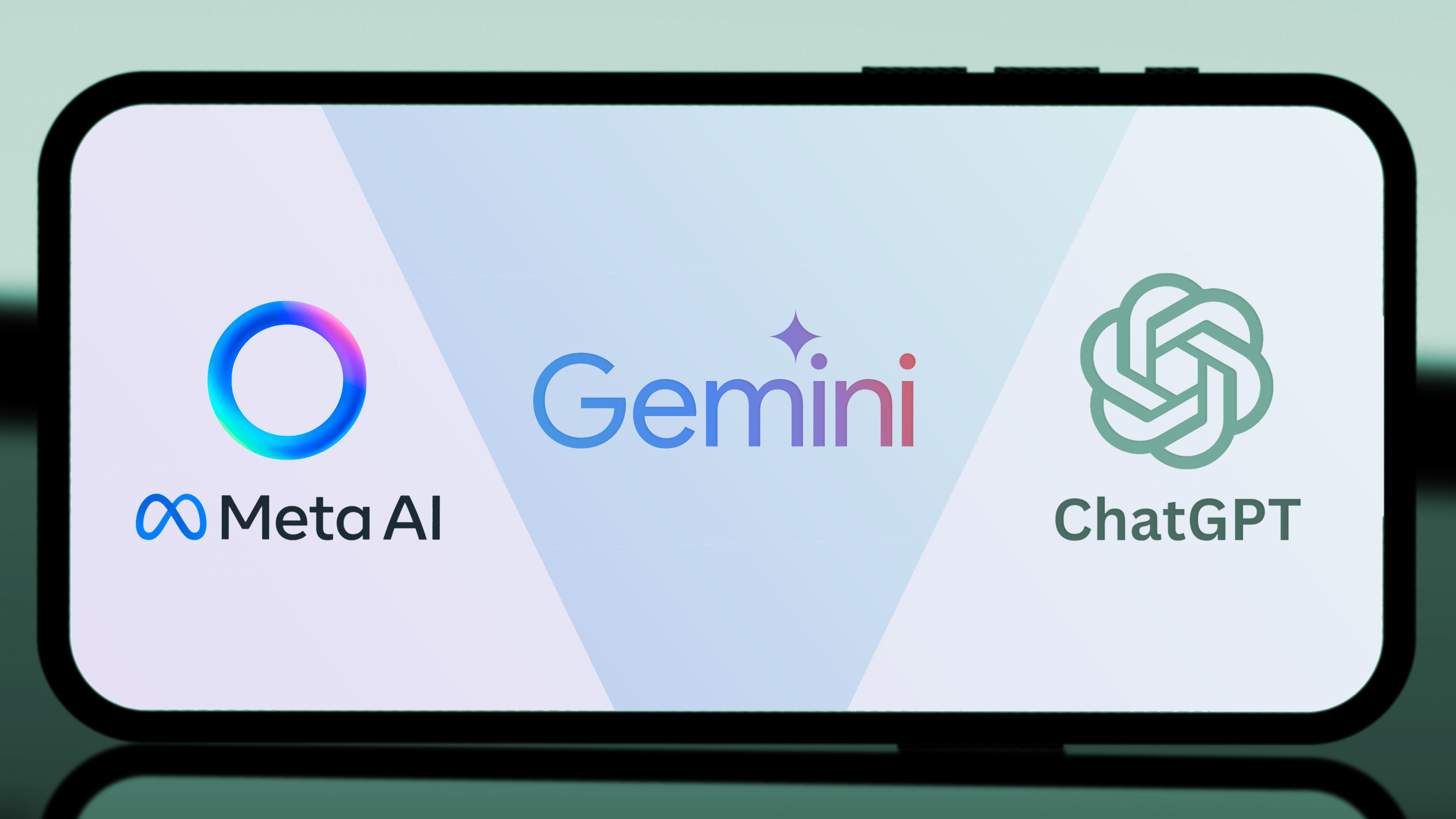 Λογότυπα Meta AI, Gemini και ChatGPT