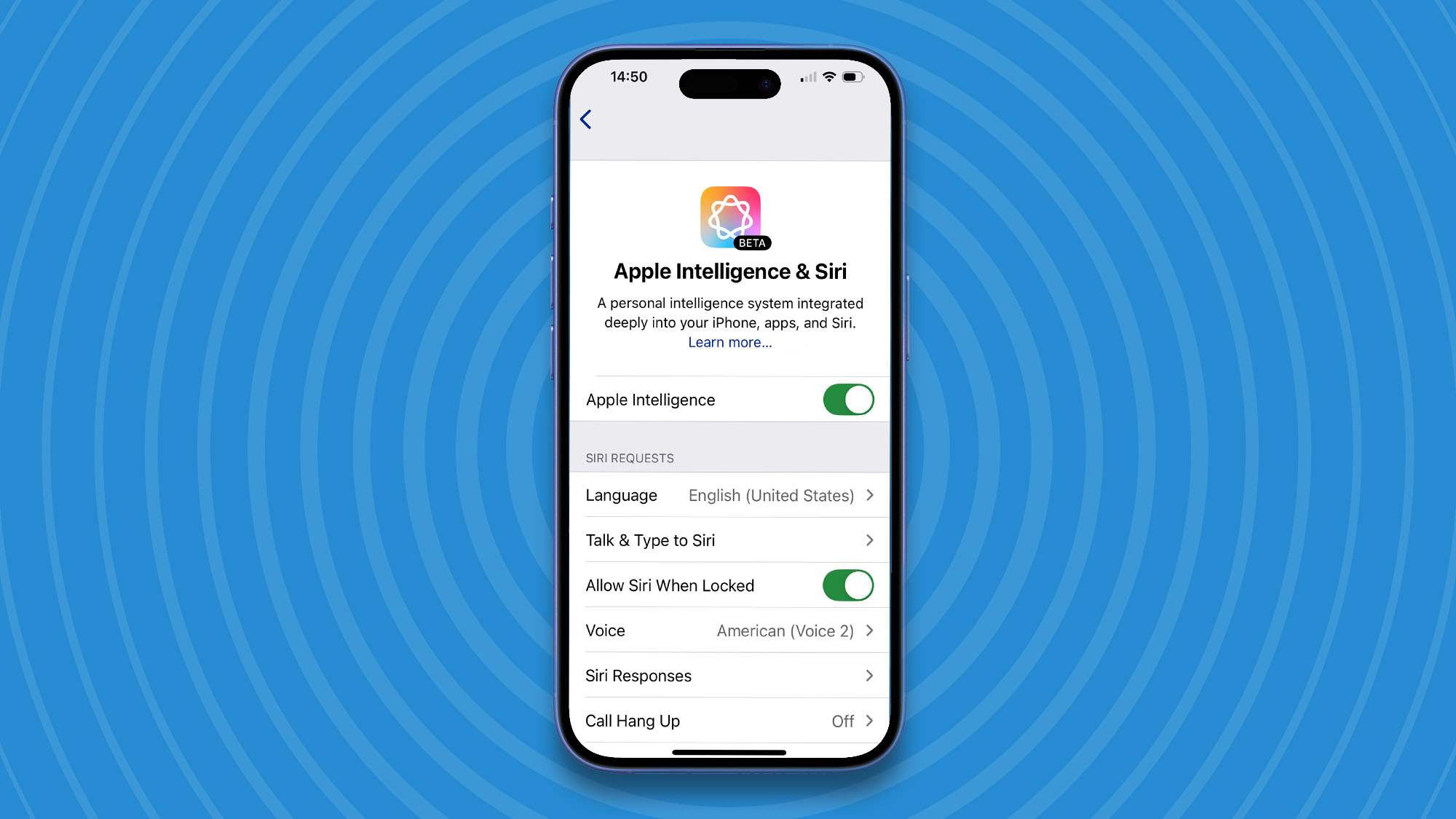 Ρυθμίσεις Apple Intelligence στο iPhone.