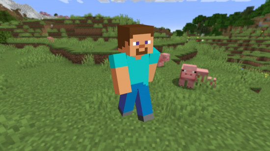 A smooth, plasticy looking Steve Minecraft skin that looks like the Steve render from marketing campaigns.