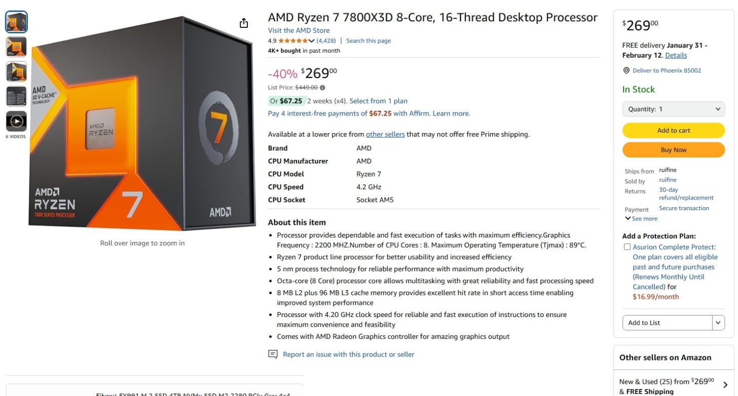 Το Ryzen 7 7800X3D της AMD πέφτει στα 269 $ στο Amazon, με έκπτωση 40% - TechFreak.GR