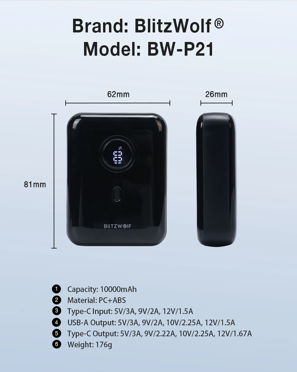 BlitzWolf BW-P21: Μικρό Power Bank 10.000mAh με γρήγορη φόρτιση 22.5W - TechFreak.GR