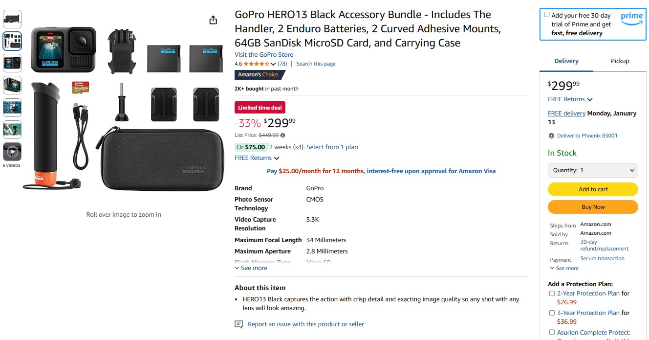 Πακέτο HERO13 Black GoPro με έκπτωση 150 $ στο Amazon - TechFreak.GR