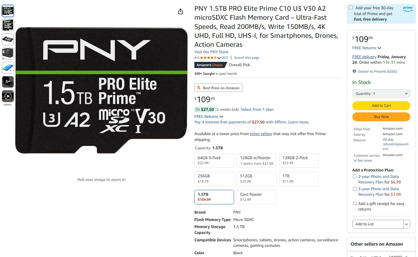 Κλειδώστε την PNY 1,5 TB PRO Elite Prime microSDXC με ταχύτητα έως 200 MB/s μόνο με 109,99 $ - TechFreak.GR