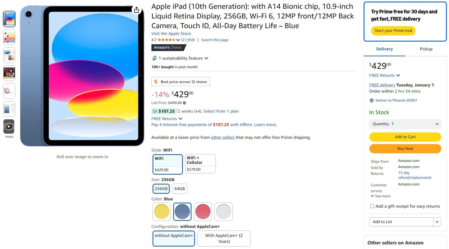 Εξοικονομήσεις 70 $ στο iPad 10 στο Amazon με 256 GB αποθηκευτικό χώρο - TechFreak.GR